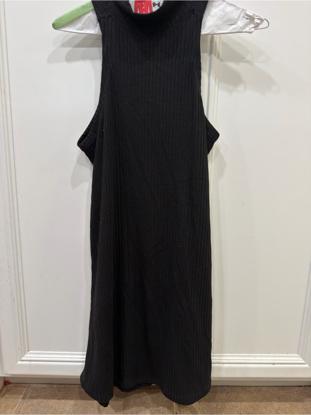 The Hanger Black Ribbed Sleeveless Mini Dress